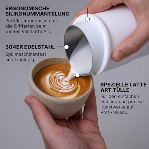 Image of Subminimal FlowTip Milk Jug - Stovetop Milk Frothing, Foaming Pitcher for Barista-Style Coffee - Cappuccino & Latte Art Pouring Jug with Heat Resistant Handle - 450ml, Black