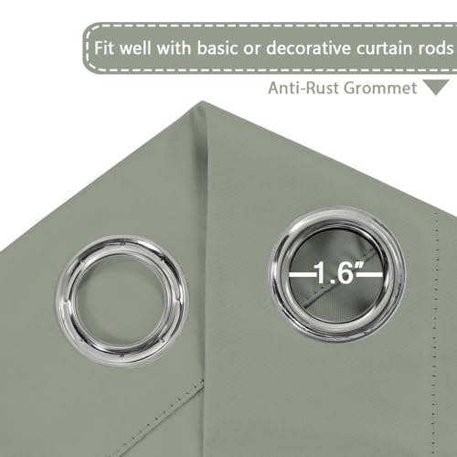 Image of H.VERSAILTEX Blackout Patio Curtains 100 x 96 Inches for Sliding Door Extral Wide Blackout Curtain Panels Thermal Insulated Room Divider - Grommet Top, 8' Tall by 8.5' Wide - Sea Grass