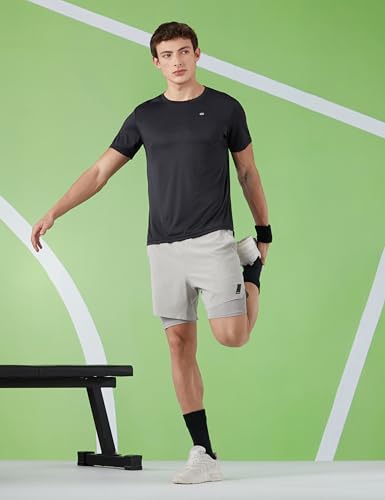 Image of Amazon Brand - Symbol Men's Solid Active Regular Fit Sports T-Shirt | Round Neck | Half Sleeve (Available in Plus Sizes)