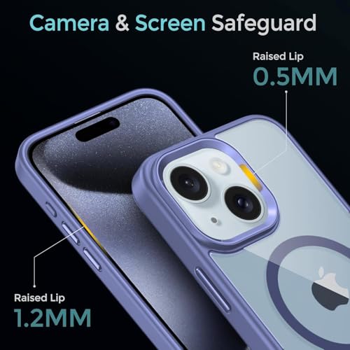 Image of DIZORO Compatible iPhone 15 Case,Compatible with MagSafe, Non Yellow Military-Grade Drop Protection & Hard PC Back Cover Slim Transparent Anti-Scratch Shockproof Phone Case (Official Blue)