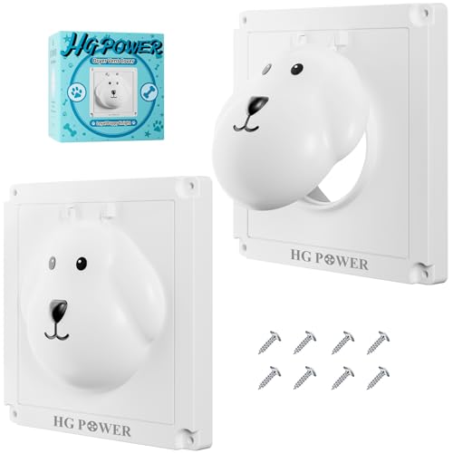 4 Inch Dryer Vent Cover, HG Power Outside Dryer Vent, Exterior Wall Vent Cover for Range Hood AC Outlet Airflow Vent with Cute Dog Shape, No Lint Collecting