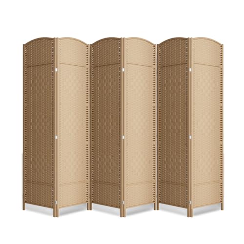 Cocosica 6 Panel Room Divider,6Ft Folding Privacy Screen,Tall - Extra Wide Foldable Panel Partition Wall Divider with Diamond Double-Weaved Hand-Woven Design Room Screen Divider