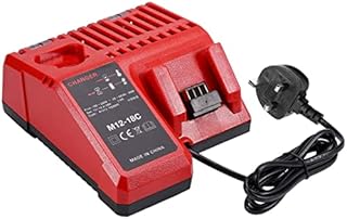 VANON M12 & M18 Rapid Replacement Charger for Milwaukee 12V&18V XC Lithium Ion Charger for Milwaukee XC 48-59-1812 48-11-1850 48-11-2402 Battery (UK Plug)