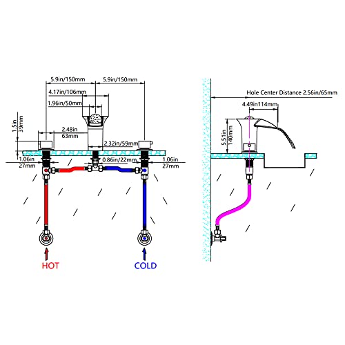 Dolgaba Led Bathroom Sink Faucet 3 Hole Waterfall Vanity Faucet 8 Inch Widespread Faucet Lights Color Changing, Matte Black #TOP7