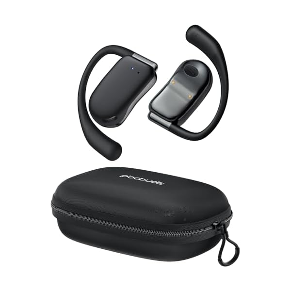 Ear Buds Wireless Earbuds Open Ear Headphones 80Hrs Playback Headphones Wireless with Earhook Bluetooth Earbud with Zipper & Lanyard Case Design Over Ear headphones with 16.2mm Drivers for Sport Black