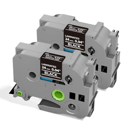 Buyalot 24mm ���x���e�[�v �u���b�N TZe-355 Brother P Touch TZe TZ Tape 24mm 0.94 ���~�l�[�g���H 1�C���` TZe355 Ptouch PT-D600 D610BT P710BT P700 P75