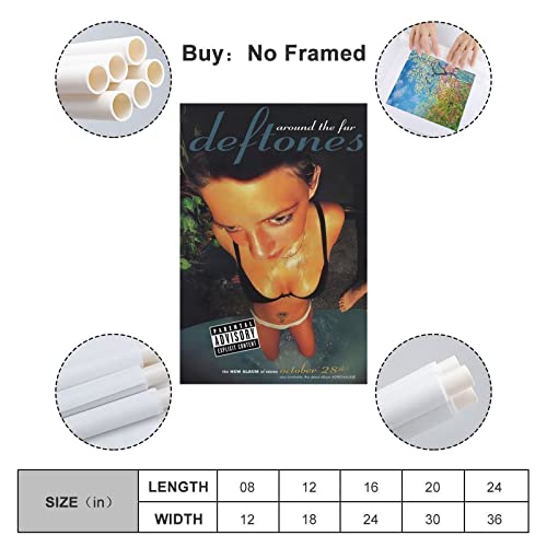 Shiwe Deftones Poster Around The Fur Music Album Poster Posters For Room Aesthetic Canvas Wall Art Bedroom Decor 12X18Inch(30X45Cm) #TOP1