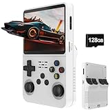 Whatsko R36S 128GB RK3326 ArkOSシステム レトロハンドヘルドゲームコンソール 3.5インチIPS全密着OCAフルスクリーン 64ビット ポータブルエミュレータ互換機 3500mAh デュアル3Dジョイスティック 日本語対応 白
