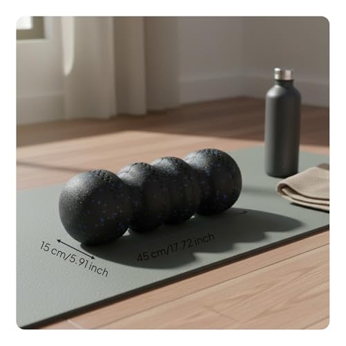 Qianly Rodillo de Espuma Ondulado para Masaje Profundo, Polipropileno Expandido, Ligero, para Yoga, Negro Azul, Dureza 55 miniatura 3