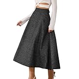 Choies Women's High Waist A-line Flared Long Skirt Midi Cause Skirt XXL Black