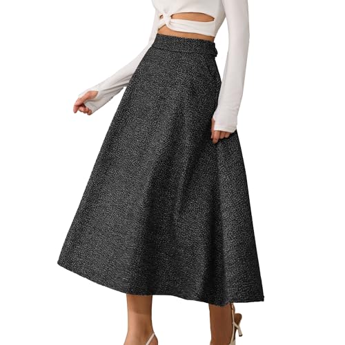 Choies Women's High Waist A-line Flared Long Skirt Midi Cause Skirt XXL Black