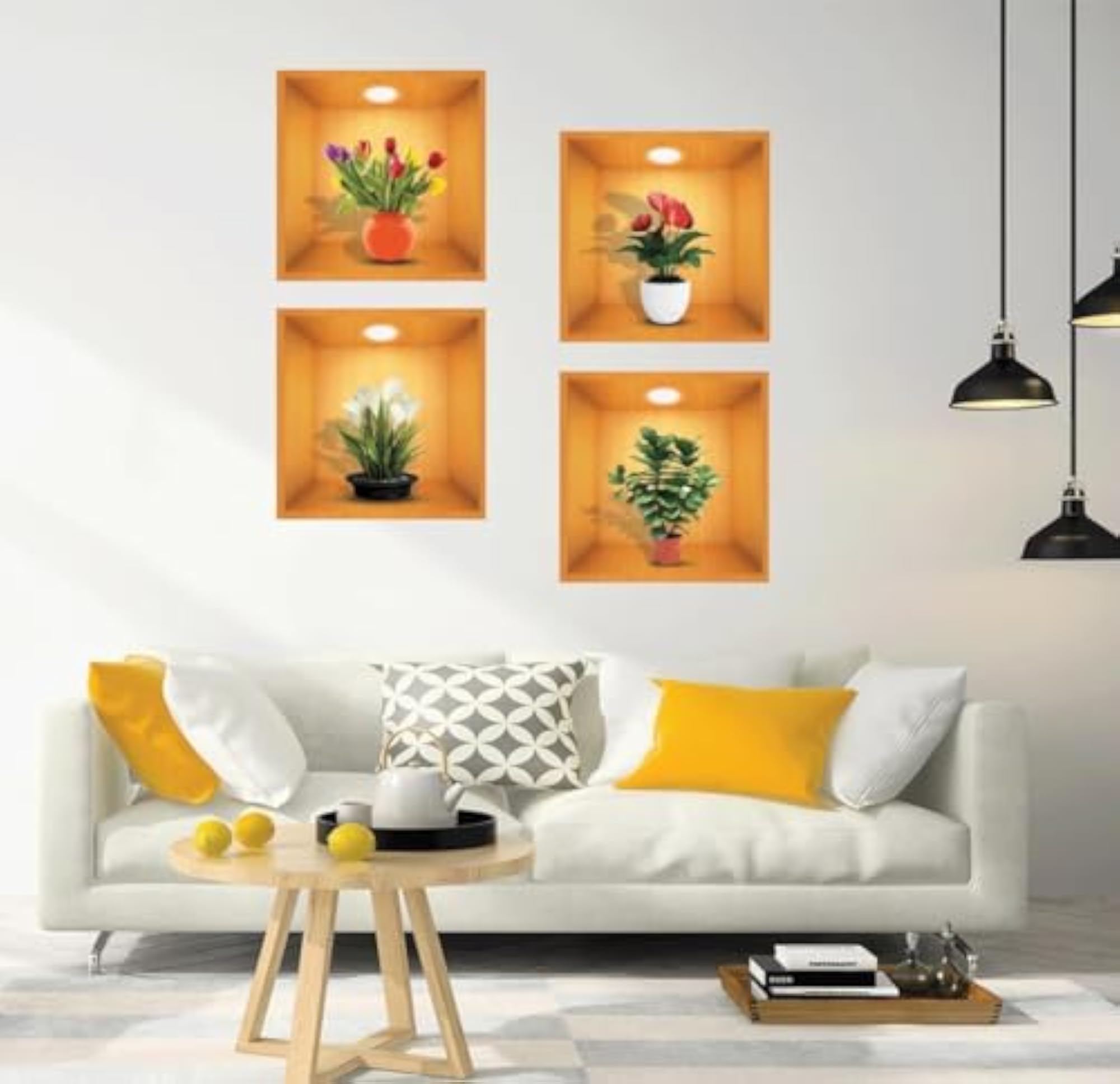 3D Vase Wall Stickers Flower Pot