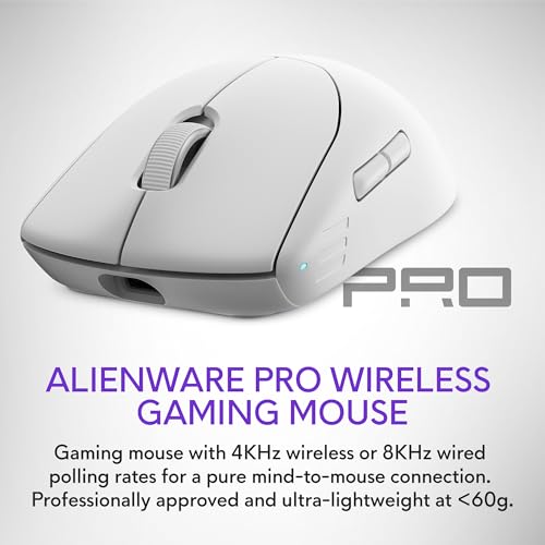 Alienware AW720M Tri-Mode Wireless Gaming Mouse - 2.4GHz Wireless, Bluetooth 5.1, 26,000 DPI, 8-Fully Programmable Buttons, Magnetic Snap Charging Adapter USB-A to USB-C Cable - Lunar Light - image 2