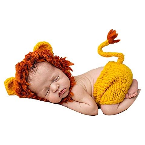 Newborn Baby Girl/Boy Crochet Knit Costume Photography Prop Hats and Outfits (Baby Lion) Cover