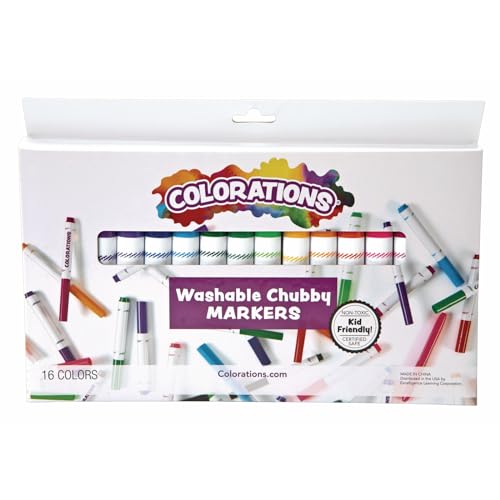 Image of Colorations Chubby Markers, 16 Colors, Conical Tip, Coloring, Paper, Kids, Posters, Drawing, Bold Colors, Home, Classroom, School Supplies, Art Supplies, Craft Projects, Children, Gift