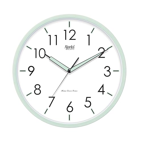 Image of Ajanta Wall Clock - Pista Green - Silent Sweep Movement - 12 Inch Round Analog Clock for Home, Kitchen, Office - Model 10067