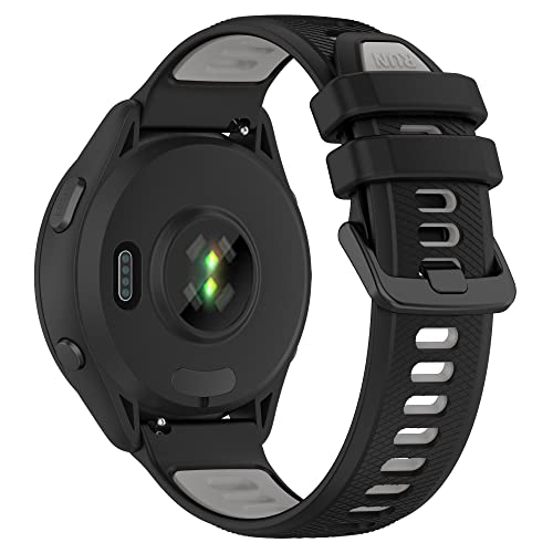 Fit for Garmin Forerunner 265S 255S Watch Bands, 18mm Quick Release Durable Silicone Replacement Bands Wristbands Straps Bracelet Fit for Garmin Vivoactive 4S/Vivomove 3S/Venu 2S (Black&Gray) by Hijiawee - Used condition - Image 2