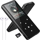 BJNN 32GB MP3 Player with Bluetooth 5.0, Music Player with Built-in HD Speaker, FM Radio, Voice Recorder, HiFi Sound, E-Book Function, Earphones Included (Black) (Black)
