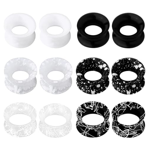 Uwiyo 6 pares de dilatadores de silicona para los oídos, dilatadores de silicona de doble acampanado y flexibles de 3 a 20 mm para hombres y mujeres (Colores Clásicos, 6mm)