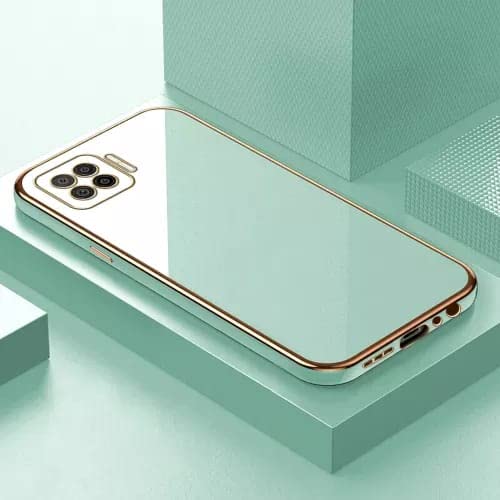 Image of Apurb Store for Oppo F17 Pro Plating Square Gold Frame Phone Case Luxury Soft Silicone Back Cover (for Oppo F17 Pro, Mint Green)