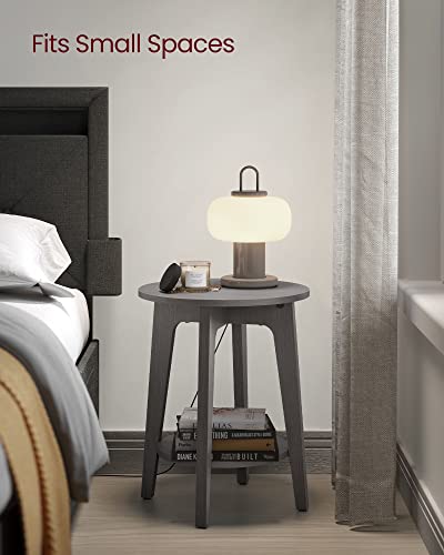 Image of VASAGLE MAEZO Collection - Side Table, 2-Tier Small Round End Table, Nightstand with Tapered Legs, Curved Transitions, for Small Spaces, Living Room, Bedroom, Smoky Gray ULET283T68
