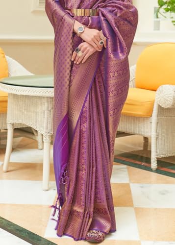Image of SWORNOF Women's kanjivaram banarasi silk saree for Patola festival Wedding silk with rich pallu Design sarees for women with blouse piece
