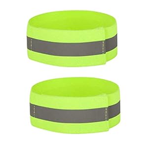 Zngou 2 PCS High Visibility Armbands, Running Safety Gear Reflective Wristbands Bike Ankle Bands Reflector Armband Hi Vis Arm Straps High Vis Security Arm Band Reflective Bands For Walking Cycling