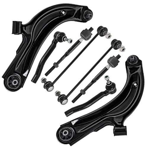 Image of Detroit Axle - Front Lower Control Arms w /Ball Joints Outer Inner Tie Rod Ends Sway Bars Replacement for Nissan Sentra NV200 Chevrolet City Express