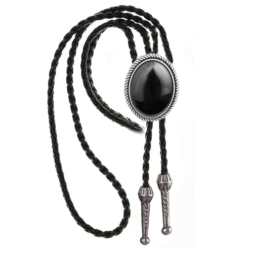 Image of Joxevyia Bolo Tie for Men Vintage Cow Skull Leather Rope Western Cowboy Necktie Vintage Bola Tie Gift for Him