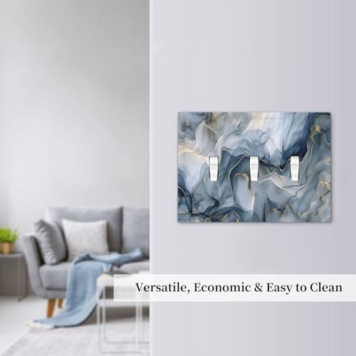 Decorative Switch Plate Covers Abstract Ink Blue Marble Glod Line Texture 3 Gang Light Switch Cover Plate Triple Toggle Wall Plate Outlet Covers for Bathroom Kitchen Decor