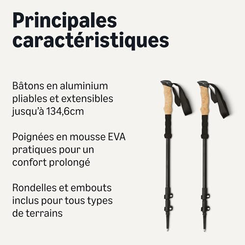 Bâtons de randonnée pliables en aluminium pour soulager les genoux