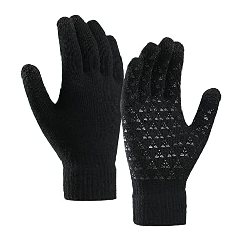 Cuff Winter -Screen For Men Gloves Anti-Slip Gloves Upgraded Knit Soft Thermal Elastic Women Gloves Gloves M429 (Black, One Size) Cover