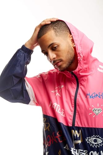 Image of SCREENSHOT Mens Streetwear Windbreaker Jacket - Lightweight Graphic Hoodie, Graffiti Hip Hop Urban Fashion Pullover Top