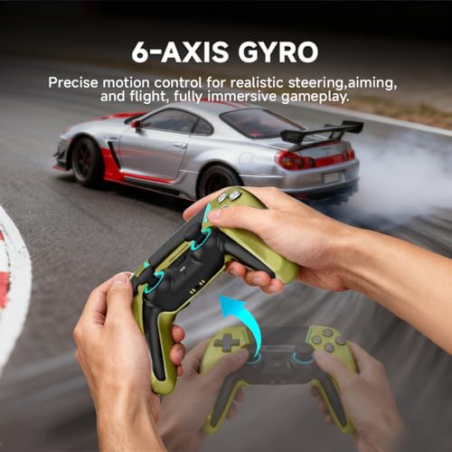 Image of ASRVA Chrome Green Wireless Pro Controller for PS5,4 Back Buttons,Hall Effect Joystick(No Drift),Micro-Switch,Gyro,Macro,1000mAh,RGB,Compatible with PS5 Pro /Slim /PC /iOS /Android