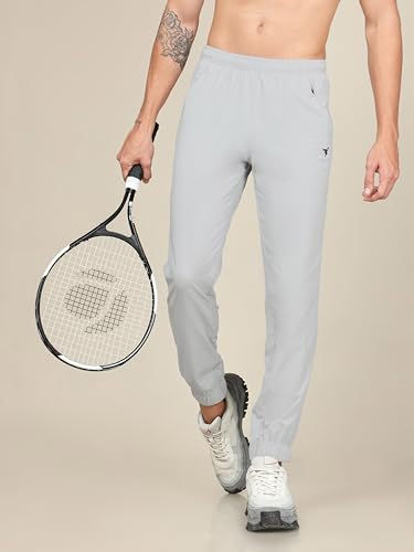 Image of TECHNOSPORT Men Mid Rise Regular Fit Solid Stretchable Joggers, Techno Dry for Regular Use and Sports