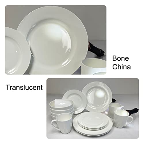 Dinnerware Set, Service For 4, 16 Piece Set, Bone China, White, Microwave Safe, Chip Resistant, Translucent, Elegant Giftware, Dish Set, For, Essential Home, Everyday Living, Kitchen Set #TOP3
