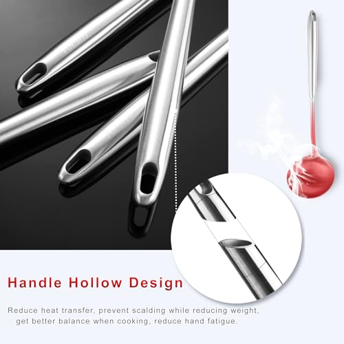 NIITAWH Stainless Steel Kitchen Utensils, 9-Piece All Metal Cooking Utensil Set 14” with Solid Spoon, Slotted Spoon, Fork, Spatula, Ladle, Skimmer, Slotted Turner, Spaghetti Server, Large Spoon by NIITAWH - Image 8