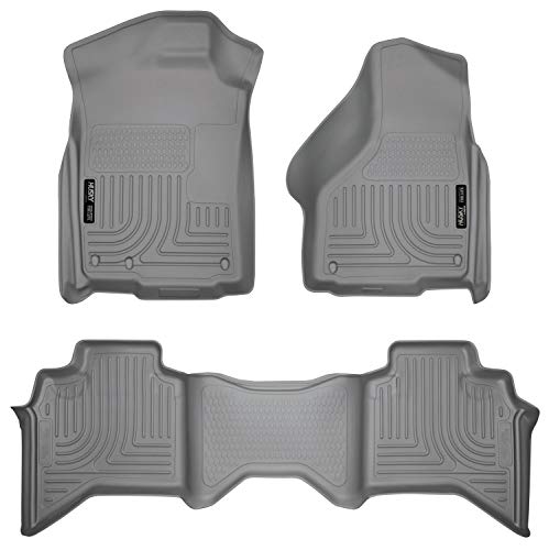 Husky Liners - 99012 Fits 2009-18 Dodge Ram 1500 Quad Cab, 2019 Dodge Ram 1500 Classic Quad Cab Weatherbeater Front & 2nd Seat Floor Mats Grey