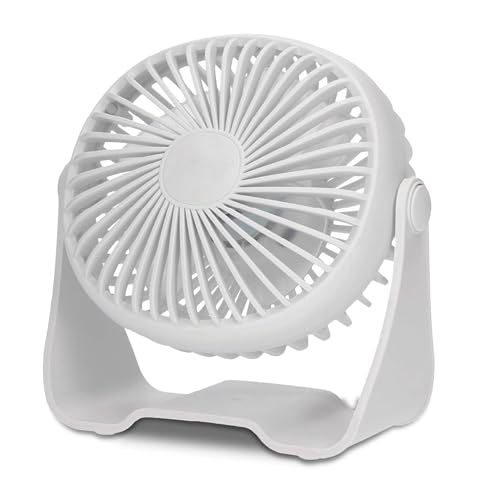 TIENDA EURASIA - Ventilador Usb de Sobremesa | Ventilador Portatil Silencioso | Inclinación Regulable | 2 Velocidades | 3W | 4 Aspas de Plástico | 16,5 x 21 cm (Blanco)