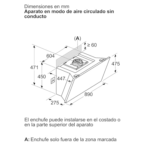 Balay, Campana decorativa de pared inclinada, 90 cm., ExtraSilencio, Control táctil, Posibilidad de recirculación, Cristal Negro, 3BC599AN - imagen 10