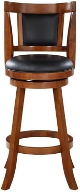 Walnut Swivel High Back Leather Counter Stool