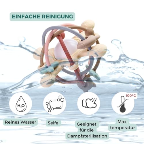 Colifree® - Beißring Baby, Baby Spielzeug ab 3 Monate, Flexibles Design mit Rassel, Beißspielzeug, Zahnungshilfe baby, Greifball für babys, Leicht zu Greifendes, Ideal Fūr Kleine Hände