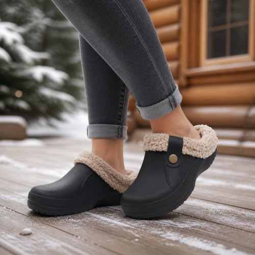 Image of Beslip Fur Lined Clogs for Women & Men Fuzzy Slippers with Memory Foam