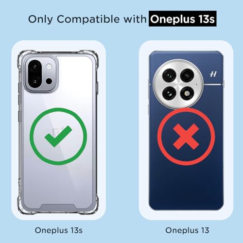 Image of Amazon Basics Back Cover for OnePlus 13s 5G PC + TPU Clear Transparent Raised Edges Shockproof Protective Phone Bumper Case(Transparent)