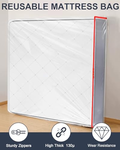 Matratzenhülle Kunststoff 140 x 200cm, Matratzenschutz mit Breitem Reißverschluss, wasserdichte und Reißfeste Matratzentasche, Für Aufbewahrung, Lagerung, Umzug, Wiederverwendbare (Dicke 30 cm)