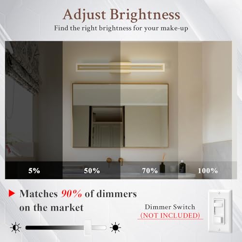 Sparklelf Modern LED Wall Sconce Gold Dimmable Wall Light Long Bathroom Lighting Fixtures Over Mirror LED Vanity Lights for Bathroom Living Room, L32Inch 5CCT by Sparklelf - Used condition - Image 7