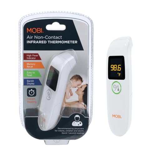 MOBI Air Non-Contact Forehead Thermometer w/Integrated Distance Sensor, Smart Medication Reminder & Memory Recall, Fever Thermometer, Forehead Thermometer, Digital Baby Thermometer, Body Temperature