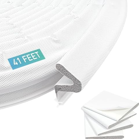 FCSOTSPS Weather Stripping Door Seal, 41Feet Door Weather Stripping,V Shaped Kerf Weatherstrip, Soundproof Exterior Front Door Frame WeatherStripping with Door Corner Seals for Large Gap, White Cover