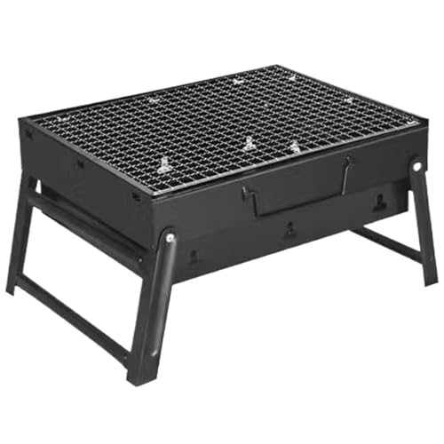 Yeory Parrilla de carbón portátil con Rejilla 13.8x10.6x7.9 '' Grilla de carbón Engrosada Incluso Quema BBQ Plegable con Mango Barbacoa de 1-3, Barbacoa portátil