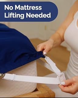 Bed Sheet Holders - Adjustable Elastic Fasteners with Metal Clips - Sheet Clips Keeping Sheets in Place - Stay in Place Fitted Bedding Straps - Bed Corner Holders - Firm Tight Suspenders for Mattress